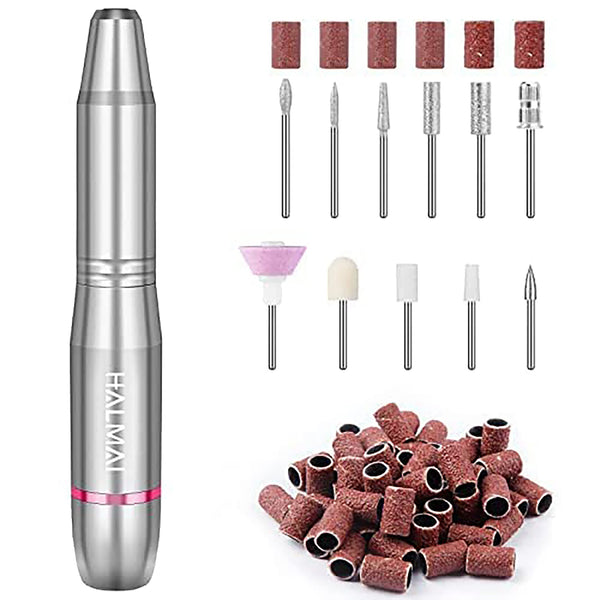 Electric Nail Drill Machine Portable Electric Nail File Efile for Acrylic Gel Nails, Manicure Pedicure Tool (Silver)